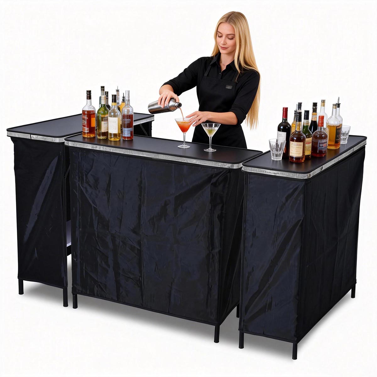 Portable Folding Bar Counter Table with Storage