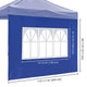 TheDisplayOutlet 1080D Sidewall w/ Window for Pop Up Canopy 10'Lx7'H, Blue Image