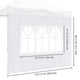 TheDisplayOutlet 1080D Sidewall w/ Window for Pop Up Canopy 10'Lx7'H, White Image