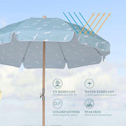 TheDisplayOutlet Patio Umbrella Tilt Wooden Beach Umbrella 6ft 8-Rib Image