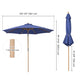 TheDisplayOutlet Patio Umbrella with Acrylic Fabric Tilt Wooden 9ft 8-Rib Image
