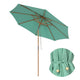 TheDisplayOutlet Patio Umbrella with Acrylic Fabric Tilt Wooden 9ft 8-Rib, Peppermint Image