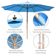 Patio Umbrella Wooden 13ft 8-Rib with Weighted Base