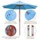 Patio Umbrella Wooden 9ft 8-Rib with Weighted Base
