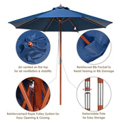 Patio Umbrella Wooden 9ft 8-Rib