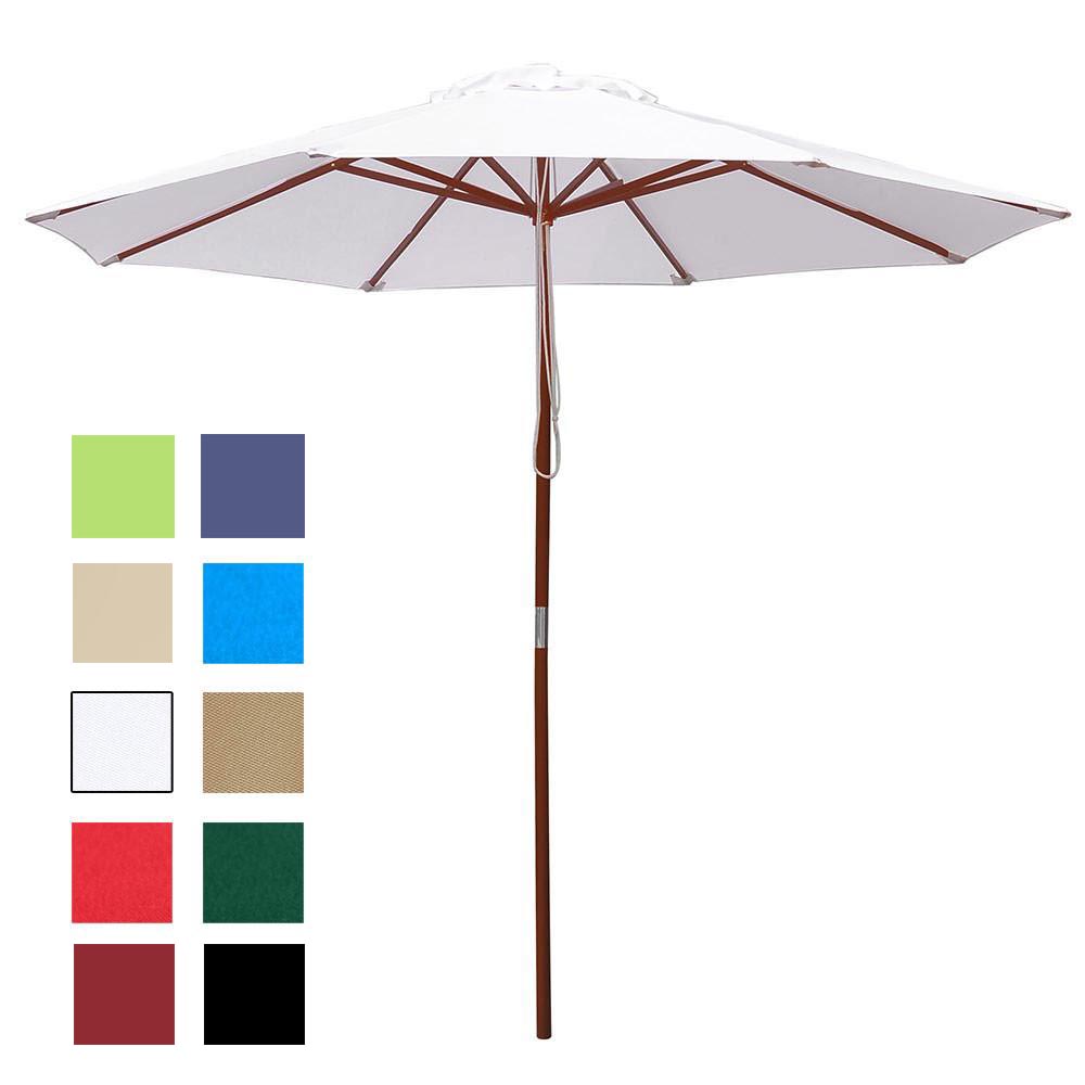 8 patio umbrella with wooden pole Patio Umbrella Wooden 9ft 8-Rib