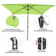 TheDisplayOutlet Rectangular Solar Patio Umbrella Light Bulb Tilt 10x6.5ft 6-Rib Image