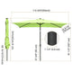 TheDisplayOutlet Rectangular Solar Patio Umbrella Light Bulb Tilt 10x6.5ft 6-Rib Image