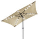 TheDisplayOutlet Rectangular Solar Patio Umbrella Light Bulb Tilt 10x6.5ft 6-Rib, Beige Image