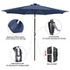 TheDisplayOutlet Solar Patio Umbrella with Light Tube Tilt Metal 9ft 8-Rib Image