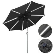 Solar Patio Umbrella with Light Tube Tilt Metal 10ft 8-Rib
