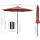 Solar Patio Umbrella with Light Tube Tilt Metal 10ft 8-Rib