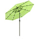 TheDisplayOutlet Solar Patio Umbrella w/ Light Bulbs Tilt 3-Tiered 9ft 8-Rib, Green Glow Image