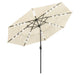 TheDisplayOutlet Solar Patio Umbrella w/ Light Bulbs Tilt 3-Tiered 10ft 8-Rib, Beige Image