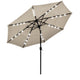 TheDisplayOutlet Solar Patio Umbrella w/ Light Bulbs Tilt 3-Tiered 10ft 8-Rib, Khaki Image