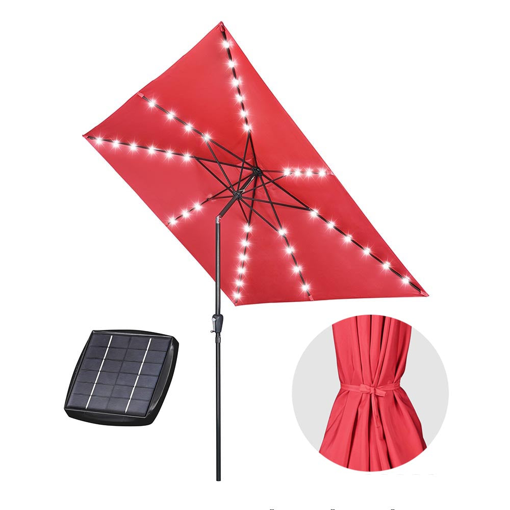 Square Solar Patio Umbrella w/ Light Bulbs Tilt 10ft 8-Rib Square Solar Patio Umbrella w/ Light Bulbs Tilt 10ft 8-Rib