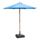 TheDisplayOutlet Patio Umbrella Wooden 9ft 8-Rib with Weighted Base, Blue Image