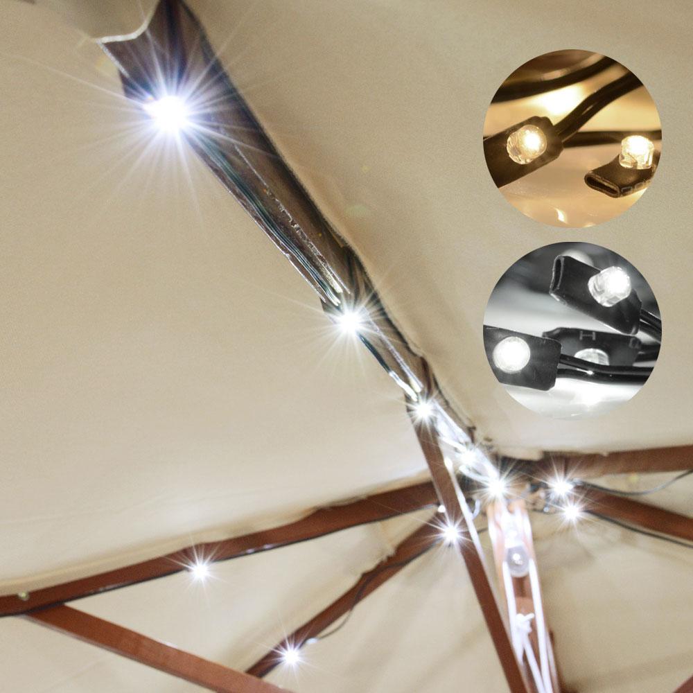 8 ft patio umbrella with lights Solar String Lights for Wooden Patio Umbrella 8ft/9ft 8-Rib