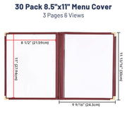 Wine Red Clear Menu Covers 8.5x11