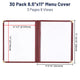 Wine Red Clear Menu Covers 8.5x11