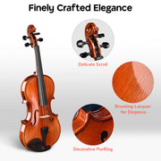 Advanced Acoustic Violin with Bow Case Maple Wood