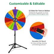 24" Portable Modular Prize Wheel with Tripod Stand 12-Slot