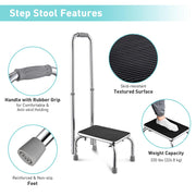TheDisplayOutlet Heavy Duty Steel Step Stool with Handrail Holds 330lbs Image