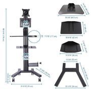 Rolling Mobile Workstation Computer Cart Sit Stand