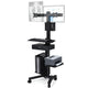 TheDisplayOutlet NexusX Mobile Computer Cart with Drawer, Dual Monitor Mount, Black Image