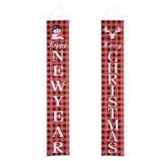 TheDisplayOutlet Christmas Signs Merry Christmas Happy New Year Door Sign 2 PCS Image
