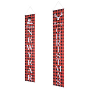 TheDisplayOutlet Christmas Signs Merry Christmas Happy New Year Door Sign 2 PCS Image