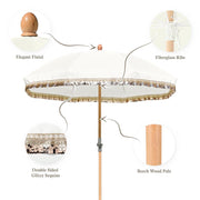 Patio Umbrella Tilt Wooden 6ft 8-Rib with Sequin Jazz