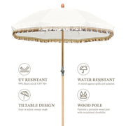 Patio Umbrella Tilt Wooden 6ft 8-Rib with Sequin Jazz