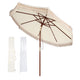 TheDisplayOutlet Patio Umbrella Tilt Wooden 9ft 8-Rib 250gsm solution-dyed Canopy, Ivory Image