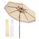 TheDisplayOutlet Patio Umbrella Tilt Wooden 9ft 8-Rib 250gsm solution-dyed Canopy, Butter Twisted Image