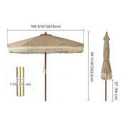 Patio Umbrella Tilt Wooden 9ft 8-Rib 250gsm solution-dyed Canopy