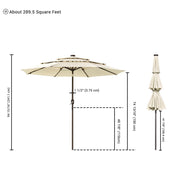 Solar Patio Umbrella w/ Light Bulbs Tilt 3-Tiered 9ft 8-Rib