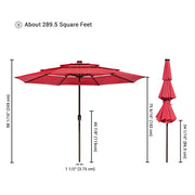 Solar Patio Umbrella w/ Light Bulbs Tilt 3-Tiered 10ft 8-Rib