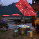 Square Solar Patio Umbrella w/ Light Bulbs Tilt 9ft 8-Rib