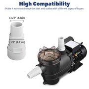 3/4 HP Spa & Pool Pump Above Ground 2640GPH