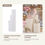 TheDisplayOutlet 3ct. White Paper Display Pedestals Grouped Plinths (16",24",32") Image