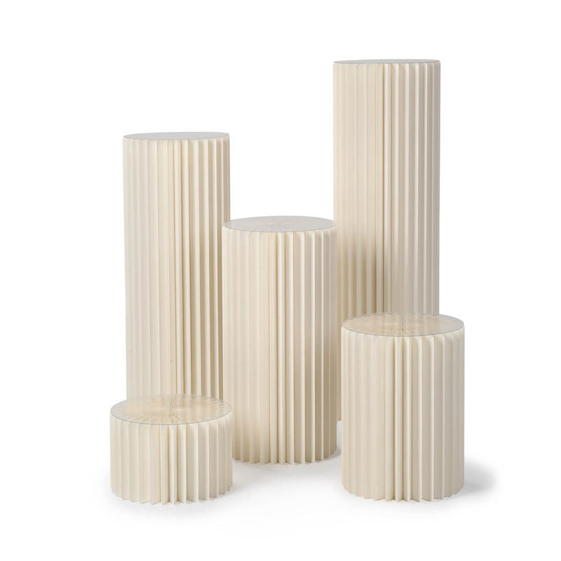 TheDisplayOutlet 5ct. White Paper Display Pedestals Grouped Plinths (8