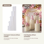 TheDisplayOutlet 5ct. White Paper Display Pedestals Grouped Plinths (8",16",24",32",40") Image