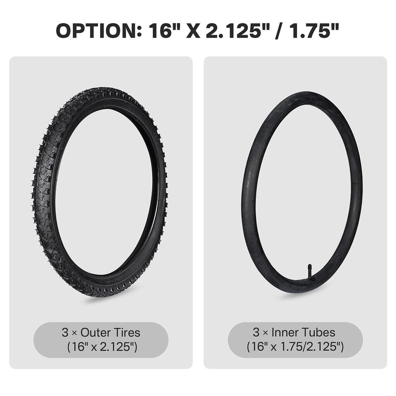 TheDisplayOutlet 3ct. Replacement Bicycle Tires & Tubes for 16