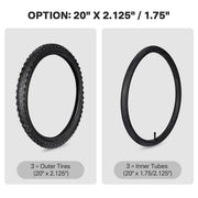 TheDisplayOutlet 3ct. Replacement Bicycle Tires & Tubes for 16"-24" Wheel, 20x2.125 Image