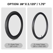 TheDisplayOutlet 3ct. Replacement Bicycle Tires & Tubes for 16"-24" Wheel, 20x2.4 Image