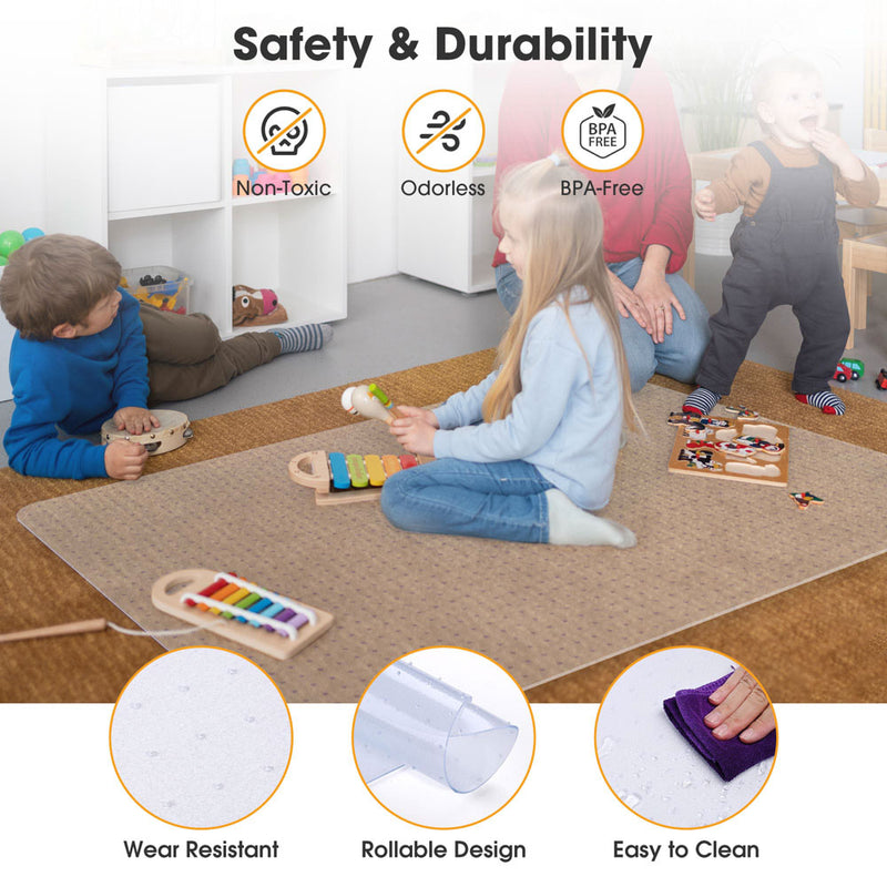 48" x 36" Plastic Computer Chair Mat for Carpet with Studded