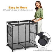 Large Pool Storage Bin Mesh Basket with Casters 37x24x35