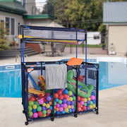 Pool Storage Bin Mesh Basket Nooddle Holder 50x30x61 Blue