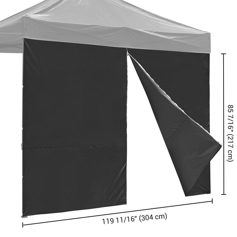 TheDisplayOutlet 1080D Sidewall w/ Zipper for Pop Up Canopy 10'Lx7'H, Black Image